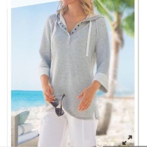 Soft surroundings sweatshirt hooded Grey
